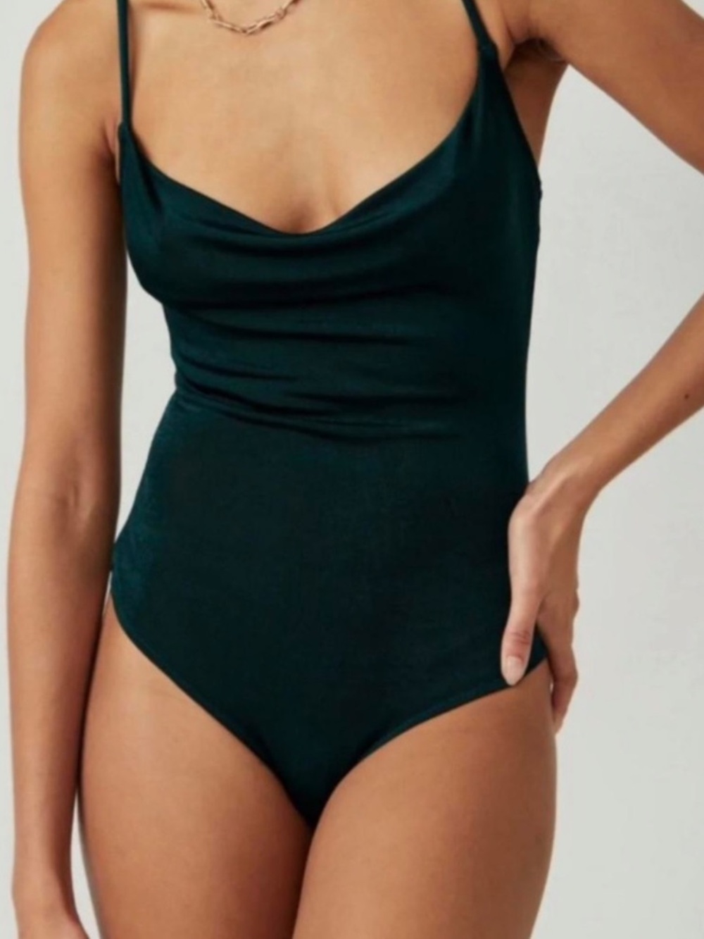NWT Free People Women's Cowls in the Club Bodysuit in Pine Green Size Medium
